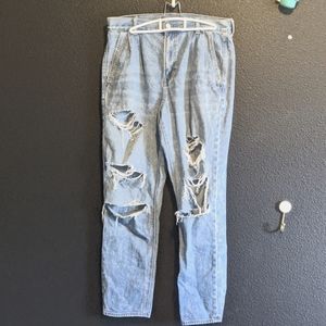 American Eagle distressed light-wash mom jeans